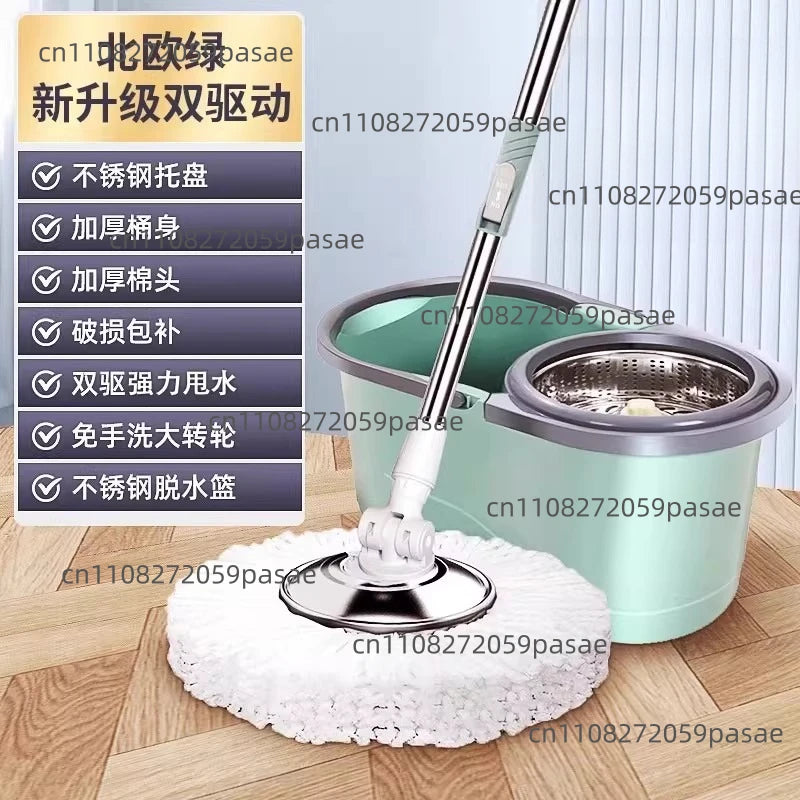 360° Spin Mop & Bucket Set – Stainless Steel Twist Wringer