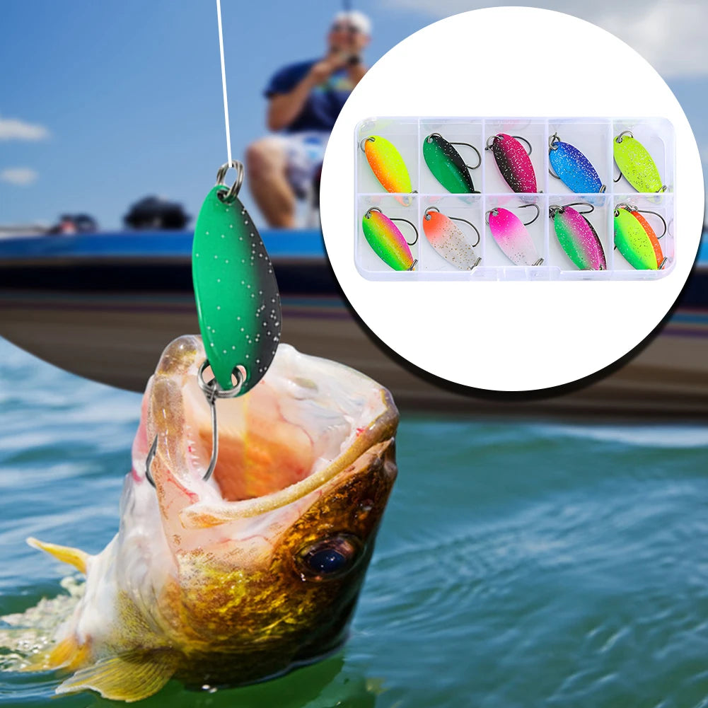12-Pc Trout Spinner Lure Set – Metal Sequin Hard Bait & Hook Fishing Spinner Lure Oasis Select