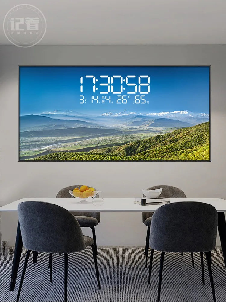 Permanent Calendar Electronic Wall Clock Guest Restaurant Decorative Painting Large Screen LED Lights Plug-in Wall Clock Oasis Select
