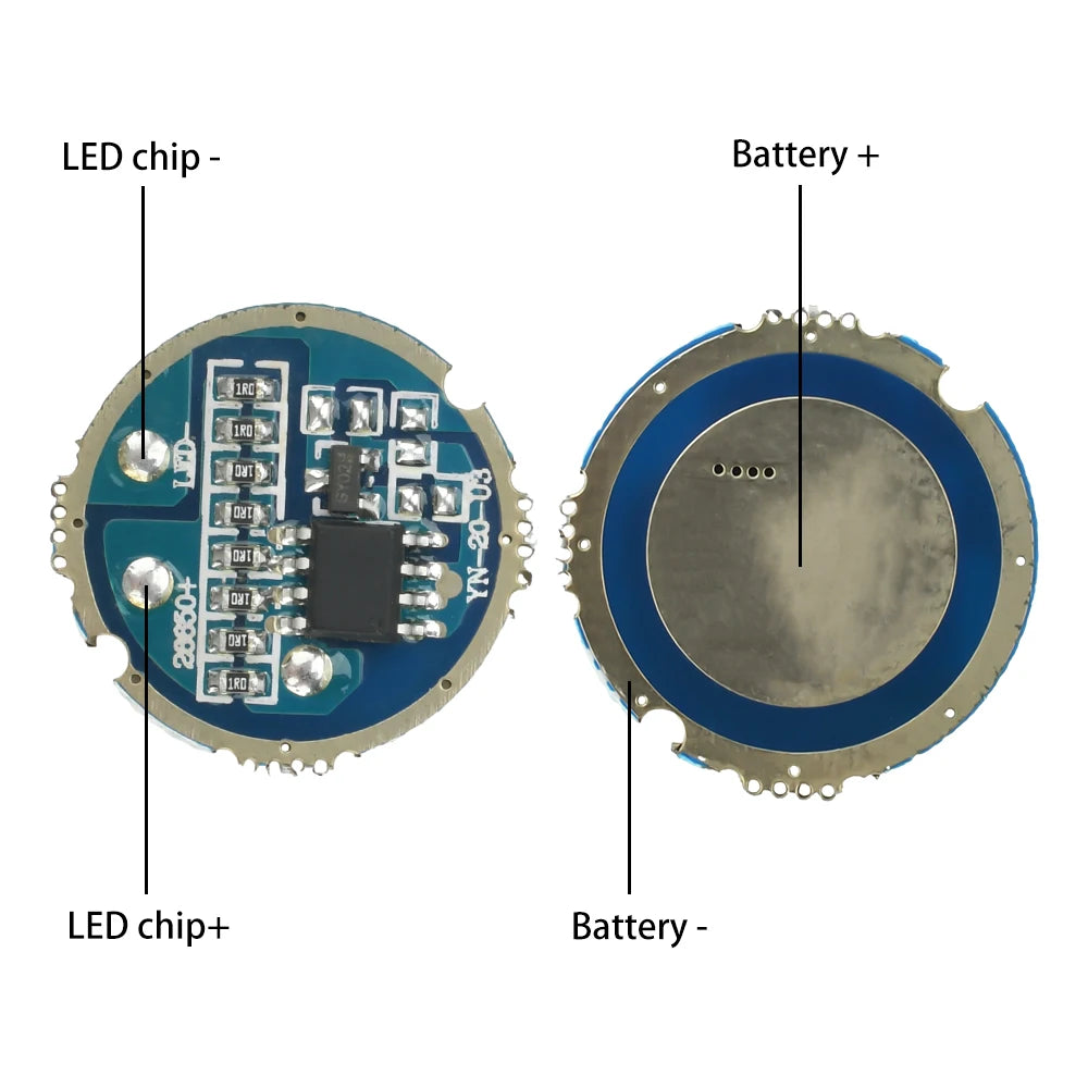 DC 3.7-4.2V Single-Speed Flashlight Driver Board Flashlight DIY Component Compatible with 6-15W LEDs 17/20mm Oasis Select Blue