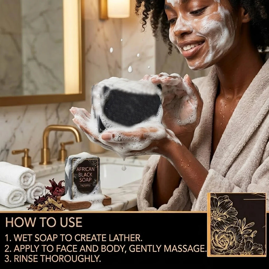 African Black Soap, Contains Shea Butter Oil, Moisturizing Cleansing Soap, Deep Cleansing, Hydrates the Skin, Enhances Skin Tone Oasis Select