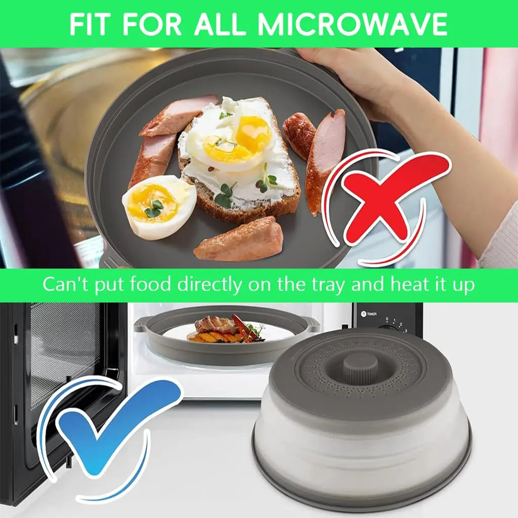 10.2 Inch Microwave Plate Cover 2 in 1 Cover As Splatter Guard Collapsible Lid for Plate Dish Bowl Multi-Purpose Kitchen Gadget Oasis Select