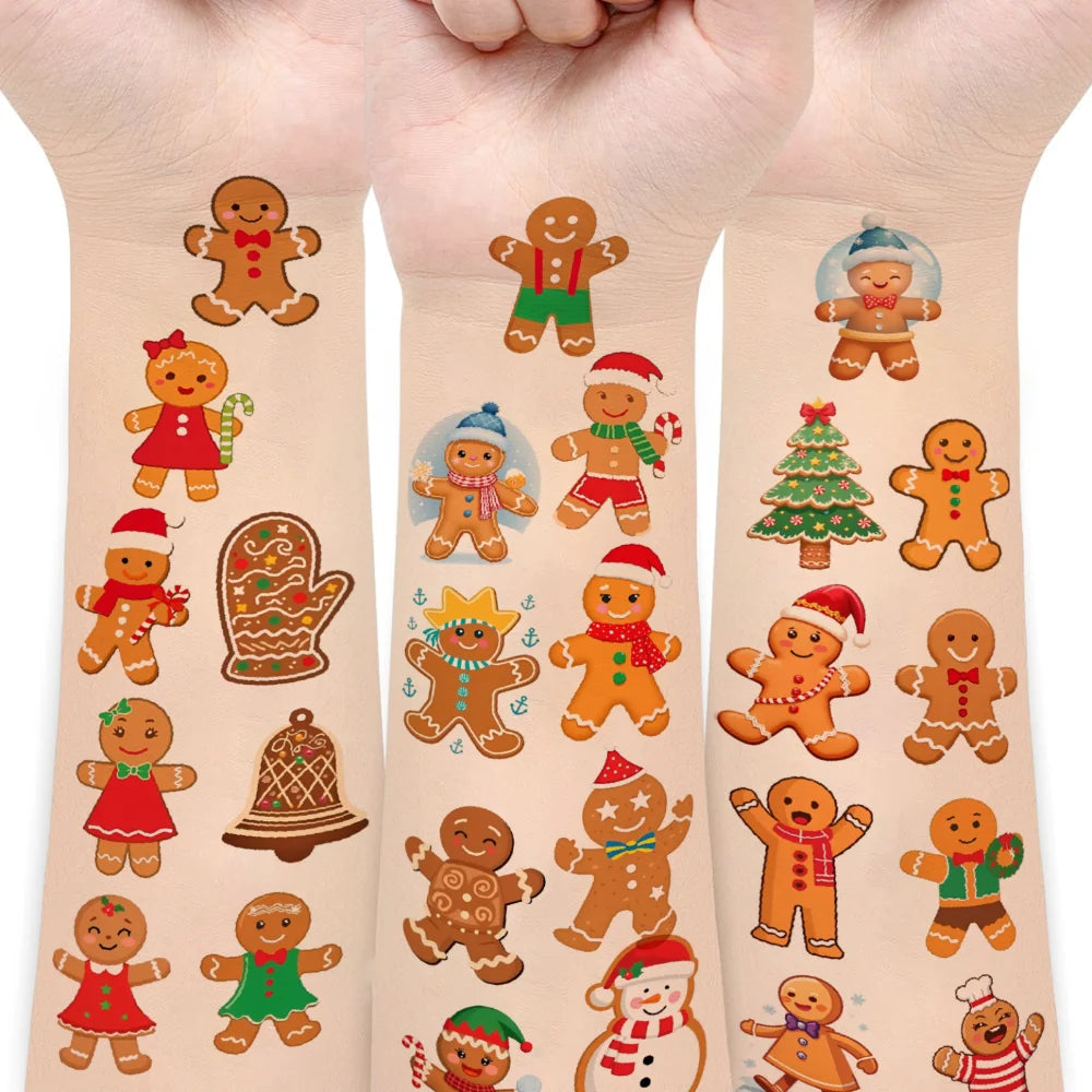 54pcs Christmas Gingerbread Temporary Tattoo Stickers