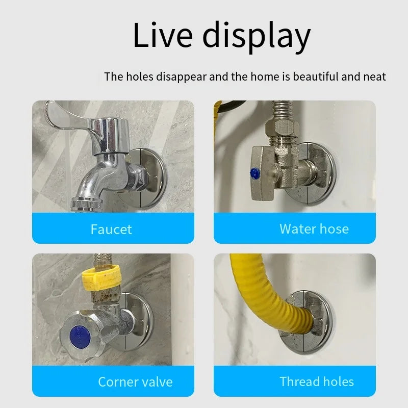 Stainless steel decorative cover faucet triangle valve gas water heater exhaust pipe circular split air conditioning hole cover Oasis Select