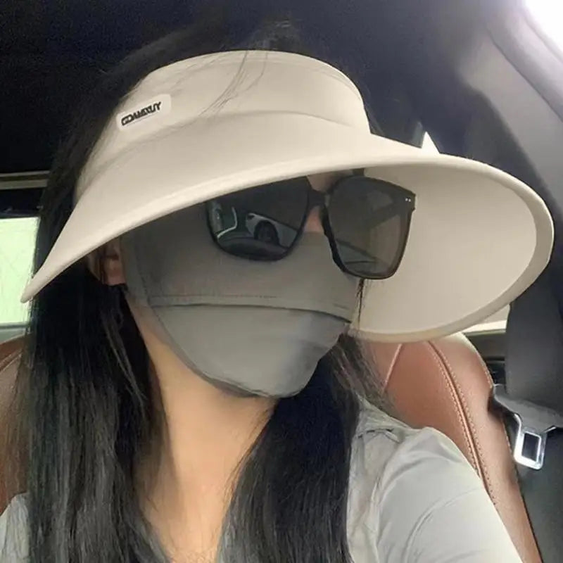 Womens Outdoor Wide Brim Sun Hat Breathable Foldable Summer Beach Hat UV Protection Fishing Hiking Cap Driving Sunshade Hat Oasis Select one size White