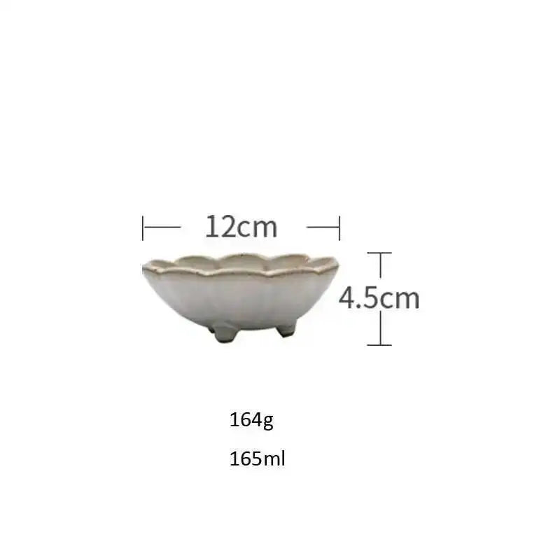 Retro Flower Shape Ceramic Dinner Plate Tableware Steak Dish Fish Long Tray Salad Rice Soup Noodles Bowl Oasis Select Big Dish