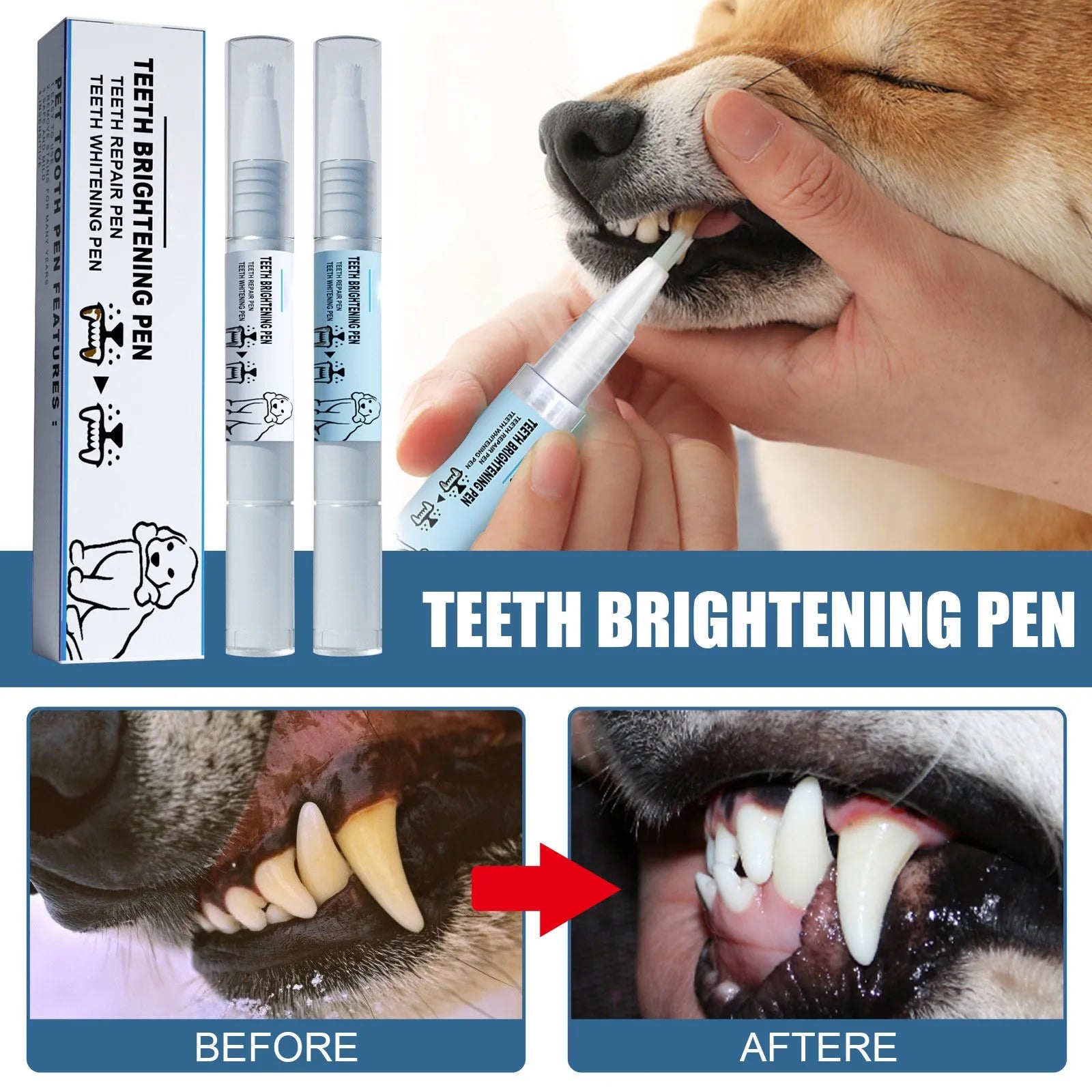 Pet Teeth Cleaning Pen – Tartar & Stain Remover Dogs & Cats Pet Dental Cleaner Oasis Select