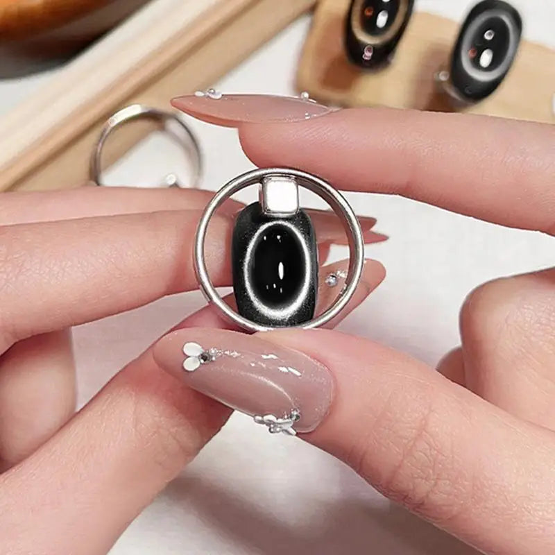 Oval Hollow Cat Eye Ring Magnet, Nail Art Tools Set, Magnetic Auxiliary Supplies for DIY Gel Nail Polish Oasis Select