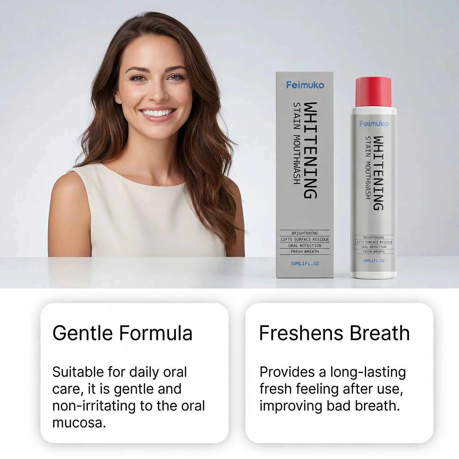 Refreshing Tooth Cleaning Mouthwash, Mild Cleansing Natural Remove Surface Dental Stains Fresh Breath Daily Oral Care Oasis Select