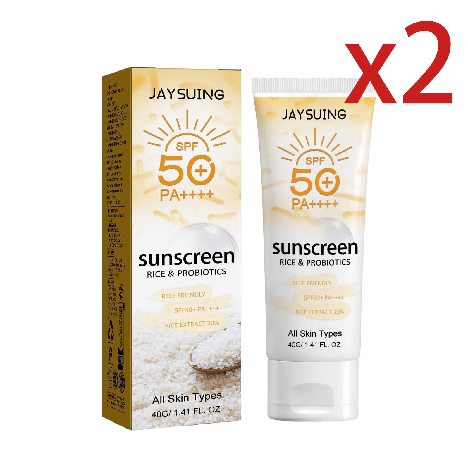Probiotic Organic Rice Sunscreen Prevent Tanning Reduce Risk Sunburn Waterproof Broad Spectrum Protection UV Resistant Lotion Oasis Select 2x40g