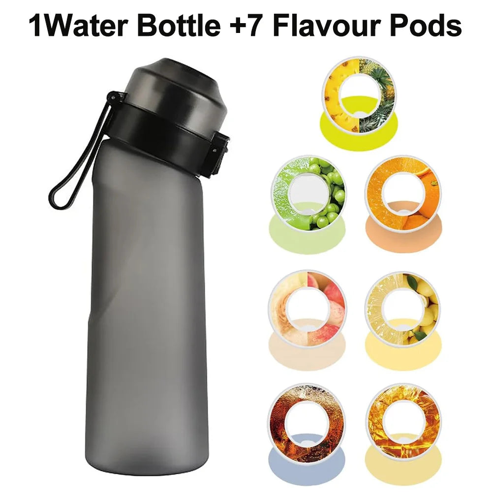 Sports Air Water Bottle BPA Free Drinking Bottles 650ML Fruit Fragrance Water Cup with 7 Flavour pods Outdoor Tableware Oasis Select Matte Black