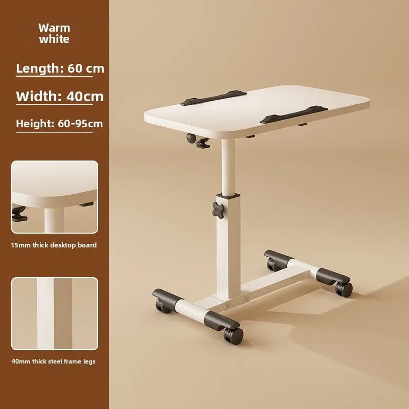 Multi-functional Household GoodsMovable Lifting Bedside Table, Living Room Sofa Side, Home Bedroom Computer Table Oasis Select White D