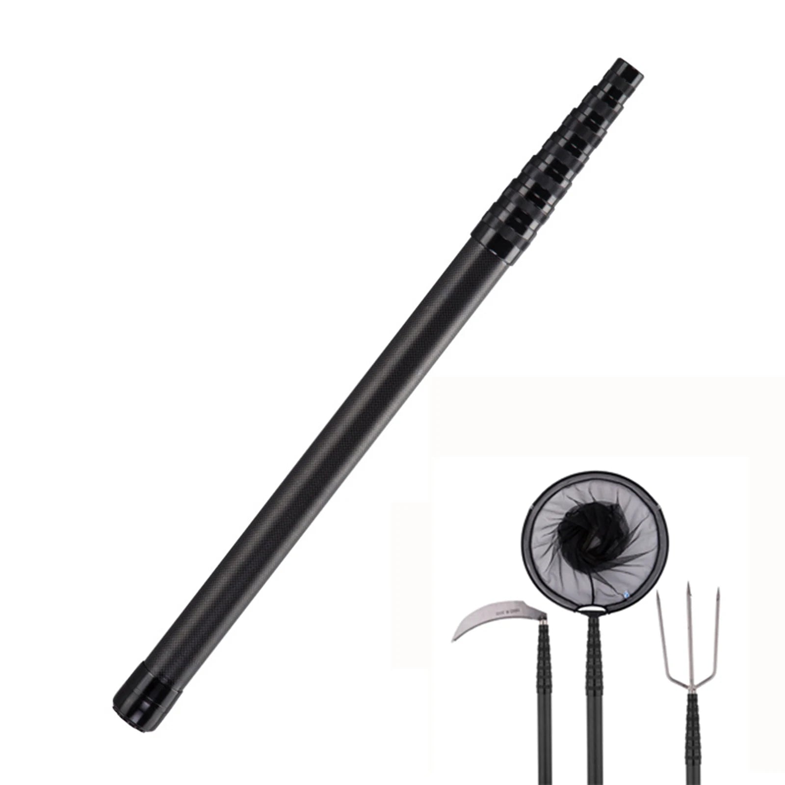 Fish Handle Collapsible Pole Carbon Fiber Telescoping Fishing LandingNet Rod Carp Fishing Tackle Portable Rod For Fishing Parts Oasis Select