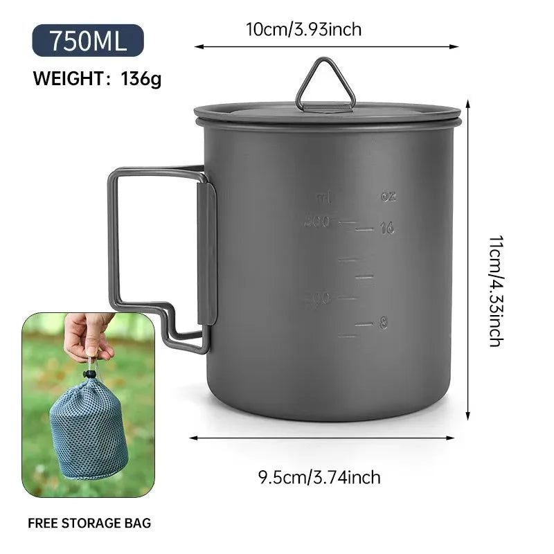 Pure Titanium Folding Camp Mug – Lightweight Camping Cup Camping Titanium Mug Oasis Select 750ml Mug