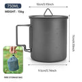 Pure Titanium Folding Camp Mug – Lightweight 220–750ml Cup Titanium Camping Mug Oasis Select 750ml Mug