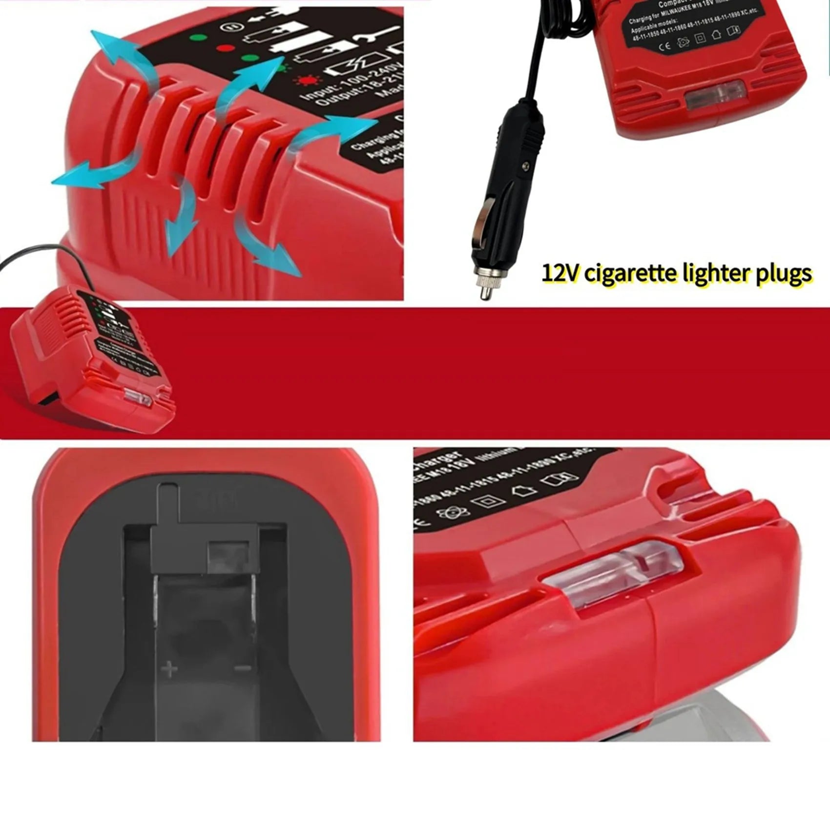 2026-WISH 3X Car For 18V M18 Battery Replacement,Portable Mini Quick ,Cigarette Lighter Plug Oasis Select