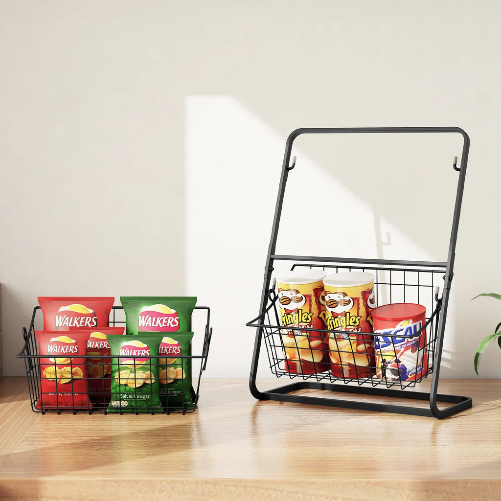 black floor-to-ceiling multi-layer vegetable rack, household vegetable and fruit storage basket, seam storage rack Oasis Select