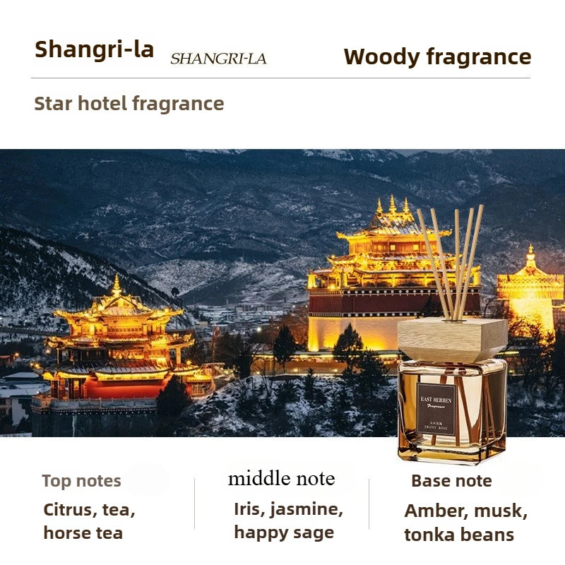 200ml Non-fire Home Fragrance Hotel Living Room Lasting Extender Reed Diffuser Aromatherapy White Tea Ebony Rose Shangri-La Oasis Select Shangri-la 200ml