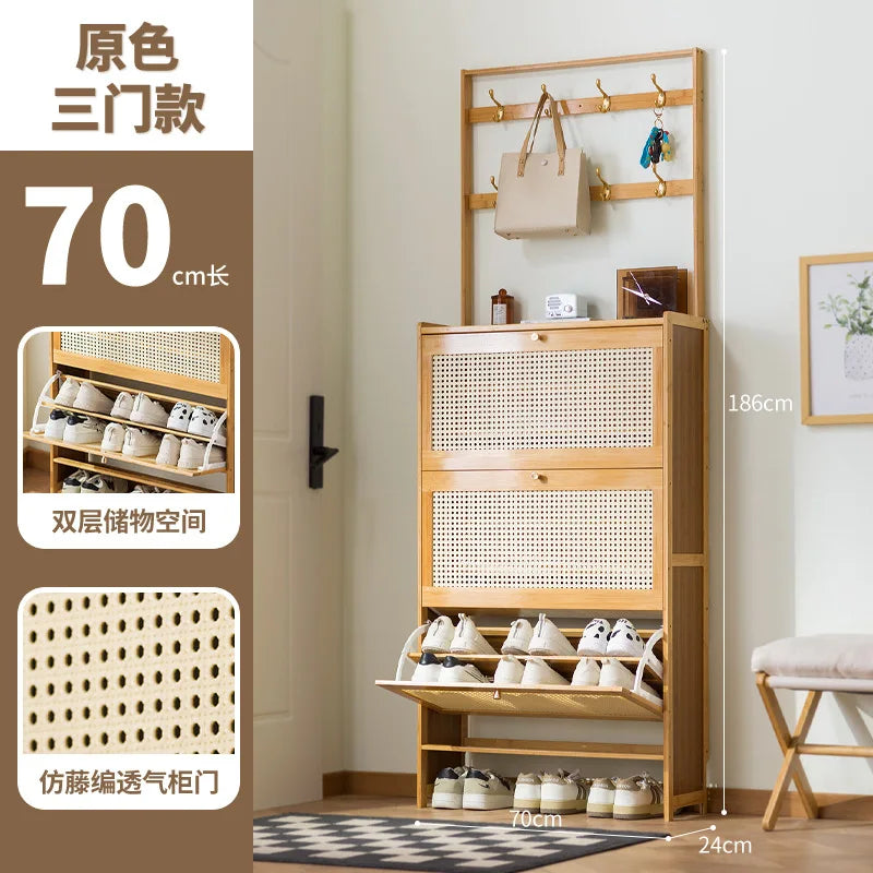 Shoe rack Multi-layer household door Coat rack Entry door Hanging hanger Integrated rental room Shoe rack Simple shoe cabinet Oasis Select Double primary 3-70