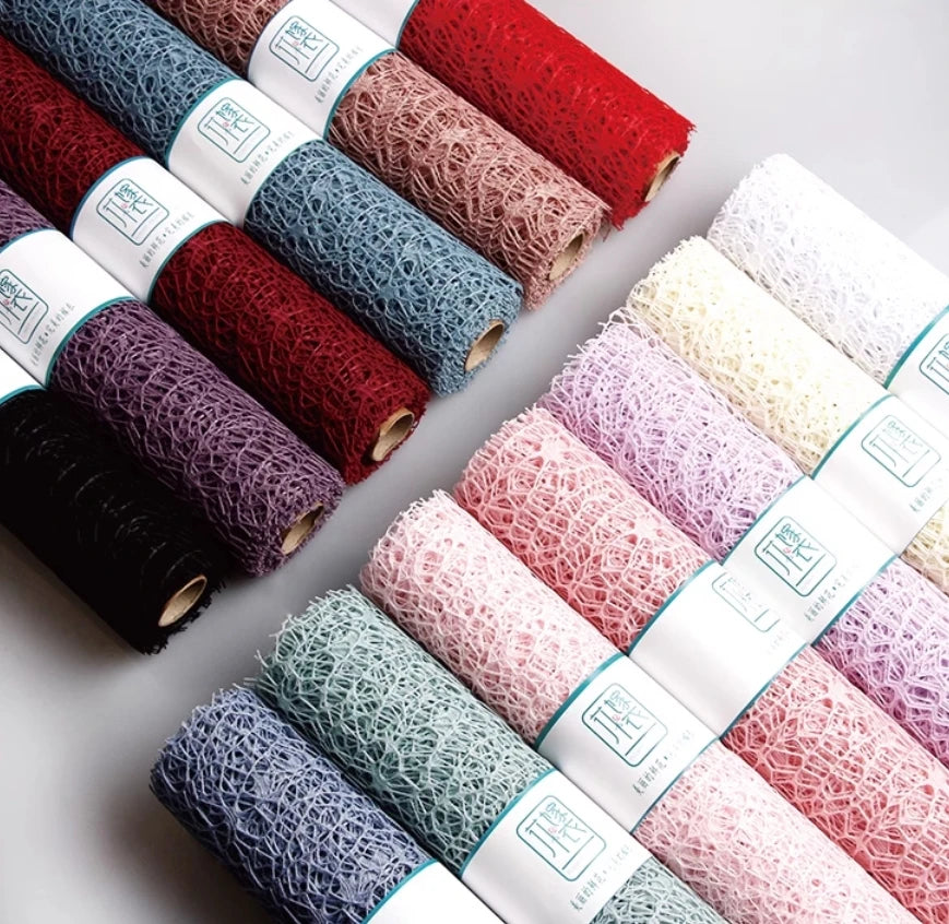 50cm 5yards Flower Wrapping Gauze Bouquet Wrapping Lace Jacquard Net Flower Pattern Mesh Floral Wrapping Paper Valentine's Day Oasis Select