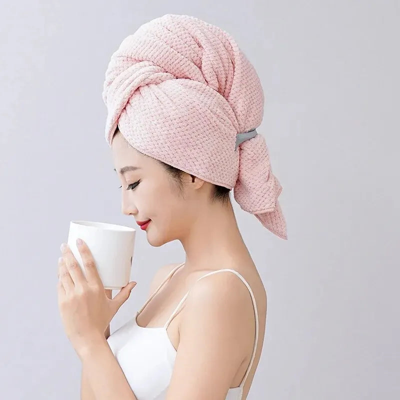 Extra Large Microfiber Hair Towel Wrap with Elastic Band Microfiber Hair Towel Oasis Select pink 60x100cm 1pc