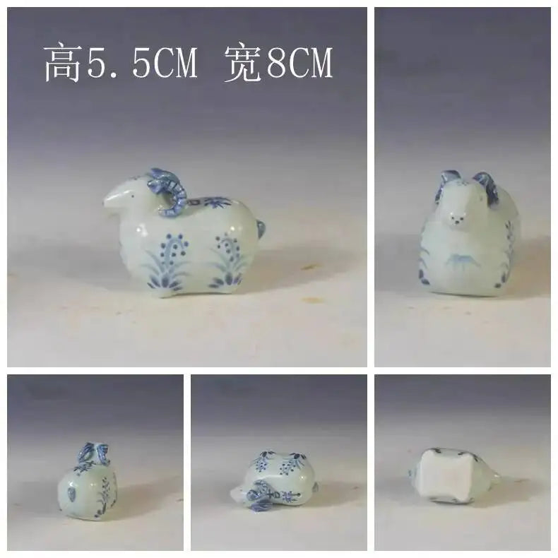 Porcelain Republic Of China Style Blue And White Zodiac Inkstone Tea Pet Study Room Desk Ornament Oasis Select Sheep