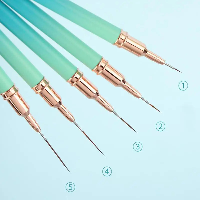 Nail Art Liner Brushes 5 Pcs Striping Nail Art Brushes Fine Liner Brush 5/8/13/20/25mm Detail Drawing Brush Painting Art Design Oasis Select