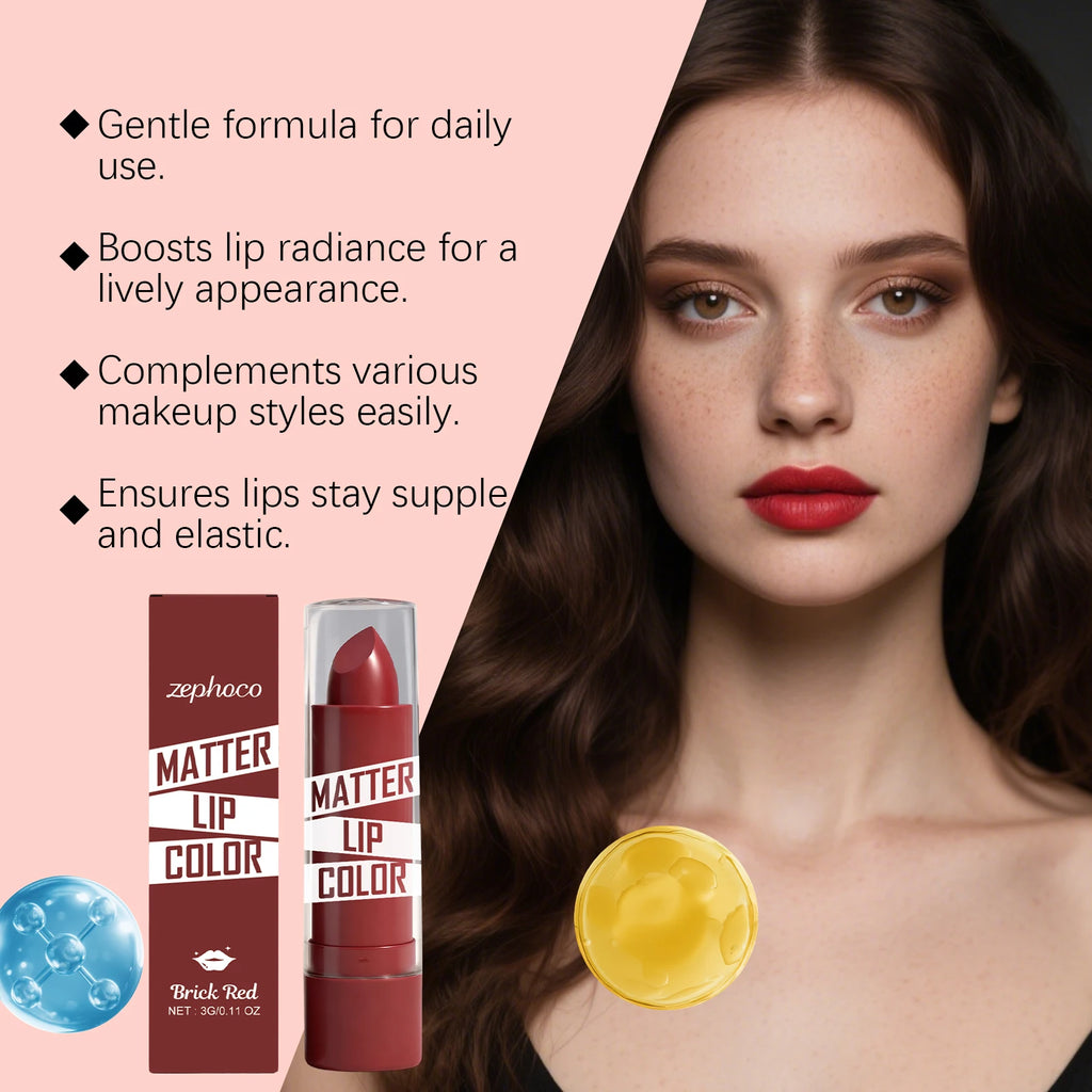 Brick red moisturizing lipstick, gives natural lip color, non-transfer, smooth for everyday use Oasis Select