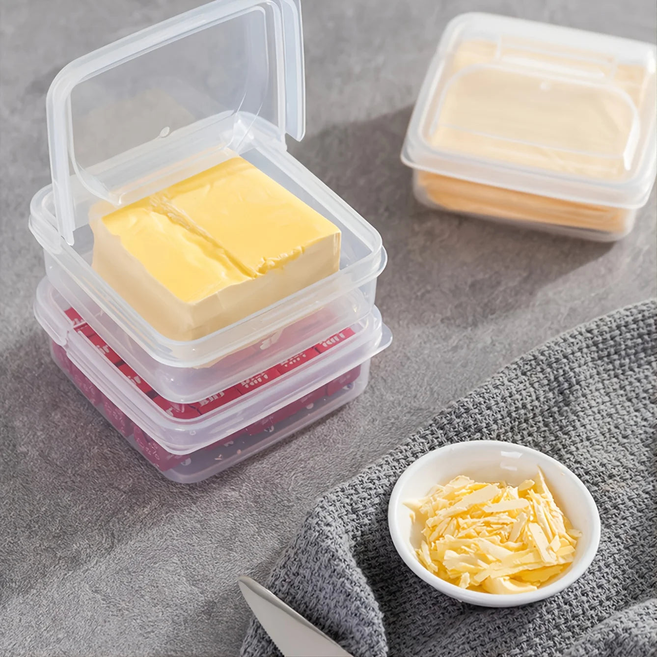 1pc Plastic Refrigerator Storage Cheese Box, Cheese Container, Butter Block Cheese Slice Storage Box Oasis Select