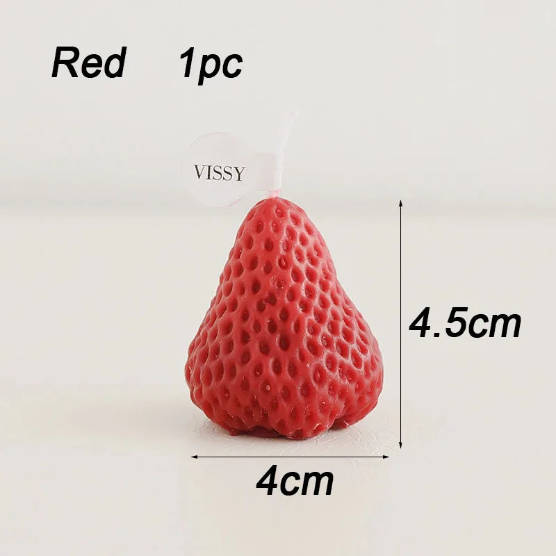 4pcs Strawberry Decorative Aromatic Candles Diy Handicraft Wax Scented Candle for Christmas Birthday Wedding Home Decoration Oasis Select Red 1pc