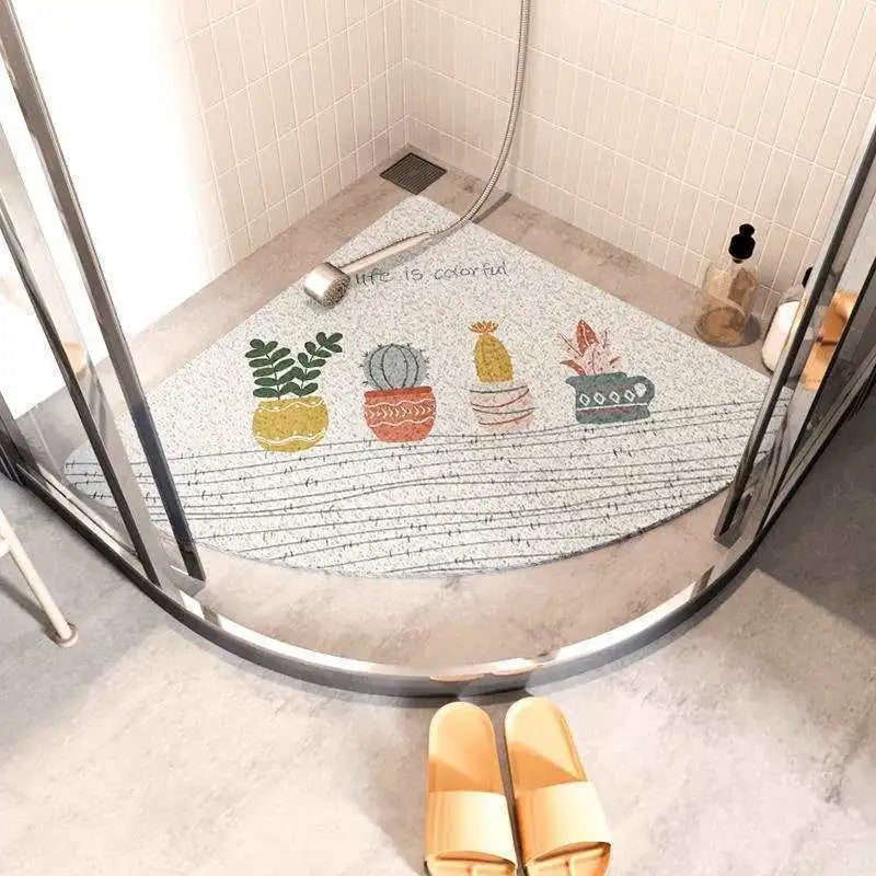 Cartoon fan-shaped shower room anti-slip mat bathroom floor mat bathroom bath anti-slip mat curved wire ring foot mat Oasis Select 10 90x90cm