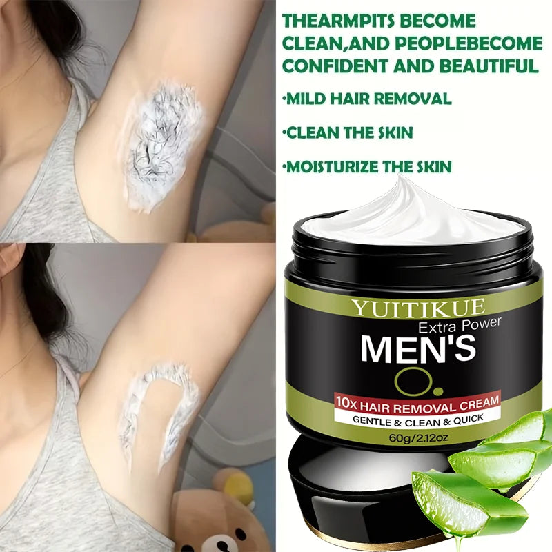 YUITIKUE Extra Power Men's Hair Removal Cream, Mild & Clean, Dissolves Hair Gently, No Irritation for All Skin Types Oasis Select