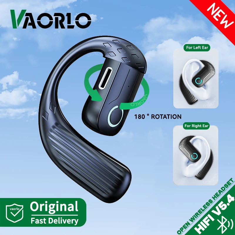 Wireless Bluetooth 5.4 Earphone 180° Rotation Ear Hook HIFI Stereo With MIC HD Call Open Single Ear Headset For Game Music Sport Oasis Select