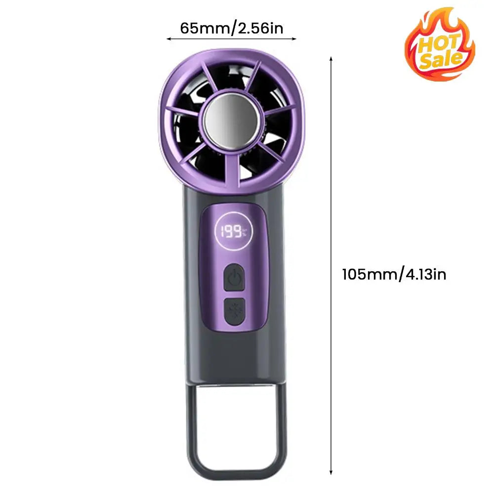 Rechargeable Handheld Fan with Cooling Plate Pocket Fan 199 Stepless Speeds with Digital Display for Camping Vacation Outdoor Oasis Select