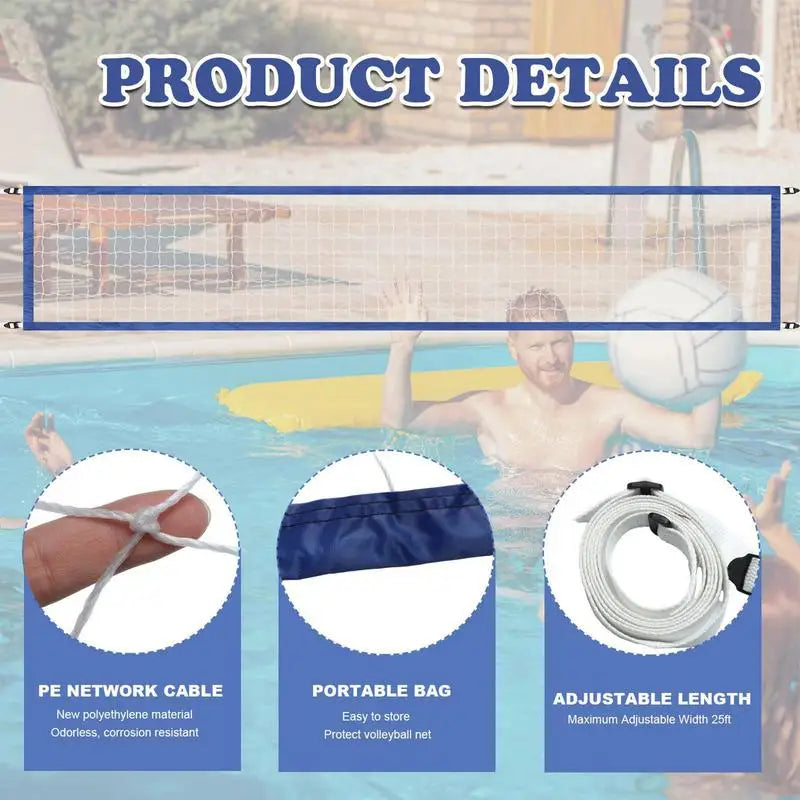 Pool Volleyball Replacement Net Nylon Portable Volleyball Net Replacement Sports Accessories Professional Swimming Pool Supplies Oasis Select