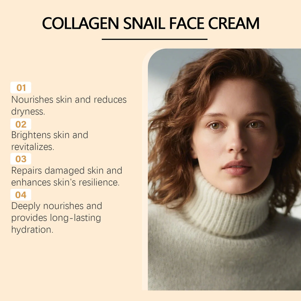 Snail Mucin Collagen Cream Anti Wrinkle Firming Hydrating Face Cream Improves Skin Elasticity & Texture Smoothing Face Skincare Oasis Select
