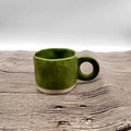 Ceramic Mug Ring Handle Irregular Coffee Modern Print Porcelain Ins Catoon Style Mug Handmade Hot Chocolate Couple Handgrip Cups Oasis Select Green 201-300ml