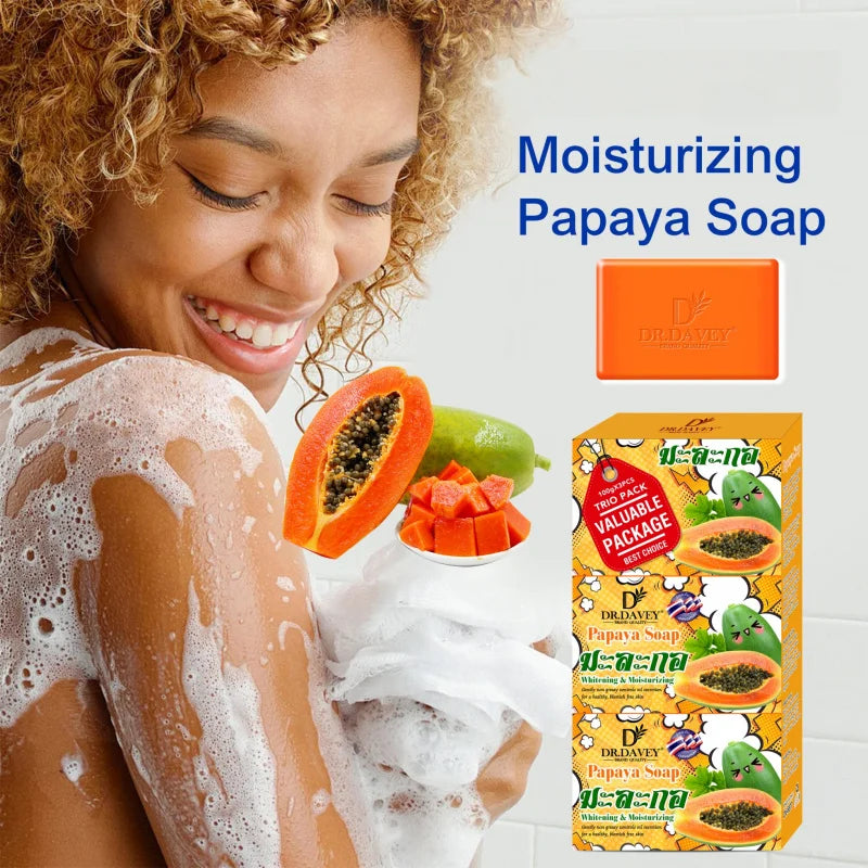 DR.DAVEY Papaya Soap 3-Pack – Cleansing & Moisturizing Bar