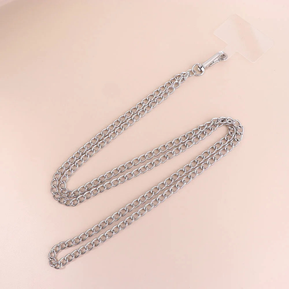 Long Phone Straps Anti-lost Lanyard Mobile Phone Accessories Crossbody Chain Metal for Women Phone Case Hanging Cord Oasis Select 7.5mm silver
