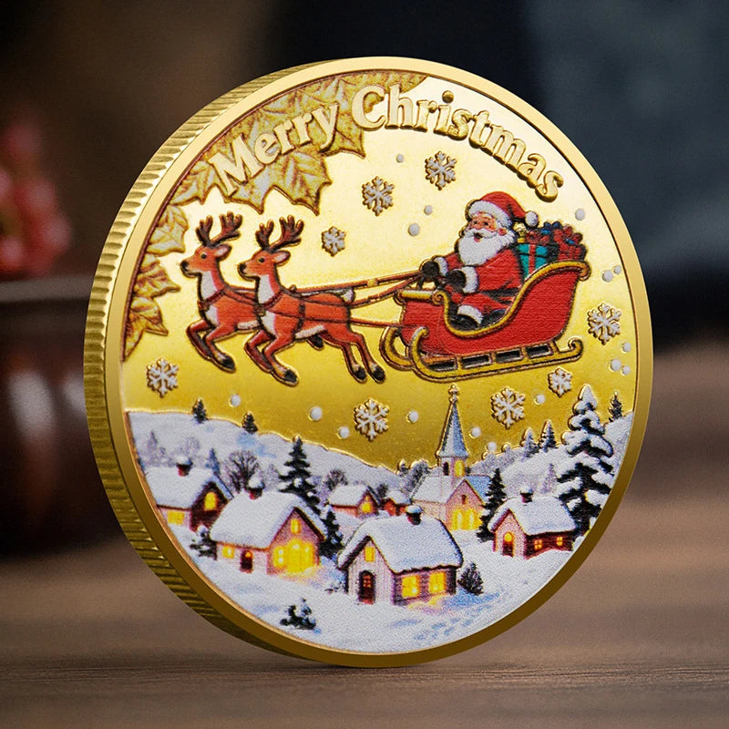Christmas Santa Claus Collection Commemorative Medal Souvenir Coin Home Decoration Gift Oasis Select