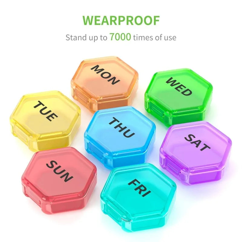 Weekly Pill Organizer 7 Day Small Pill Box Portable Travel Pill Container Daily Storage Box for Cod Liver Oil Supplements Oasis Select