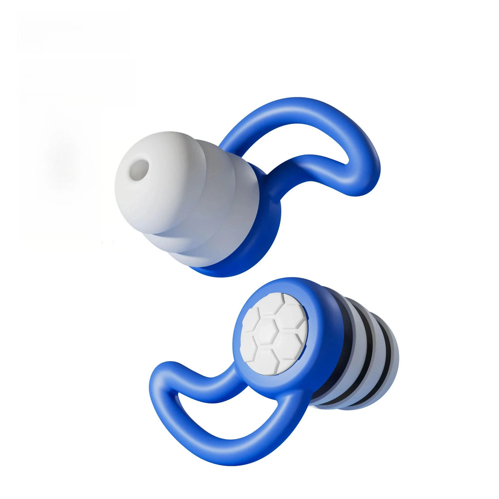 Silicone Noise Cancelling Earplugs Noise Filter Sleep Swimming Waterproof Three Layer Mute Earplugs Oasis Select Blue