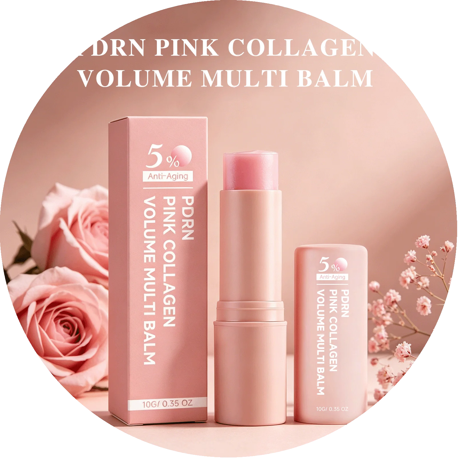 PDRN Pink Collagen Multi Volume Balm Stick Anti Wrinkles Firming Improve Fine Lines Even Tone Revitalize Skin Care Cream Stick Oasis Select 10g Boxed x 1pc