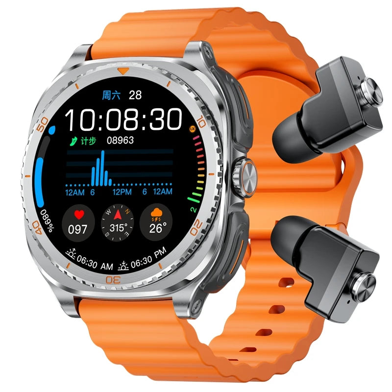 2-in-1 Smart Watch & TWS Earbuds | Fitness Heart Rate Monitor