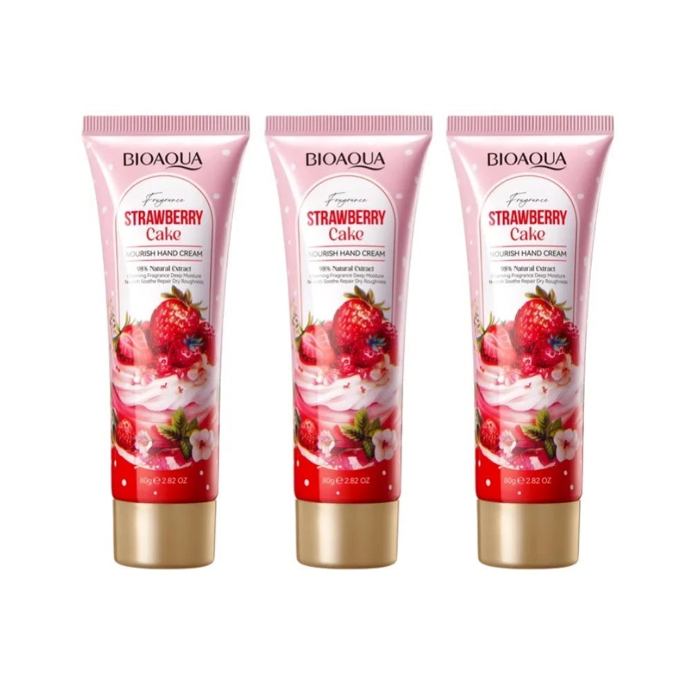 BIOAOUA Strawberry Cake Hand Cream 80g – Deep Hydration