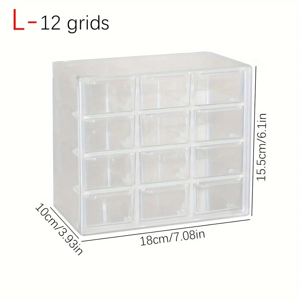 1pc Drawer Style Multifunctional 6/9/12 Grid Stackable Bead Storage Box Transparent Acrylic Desktop Jewelry Display Box Oasis Select 12gird-transparent