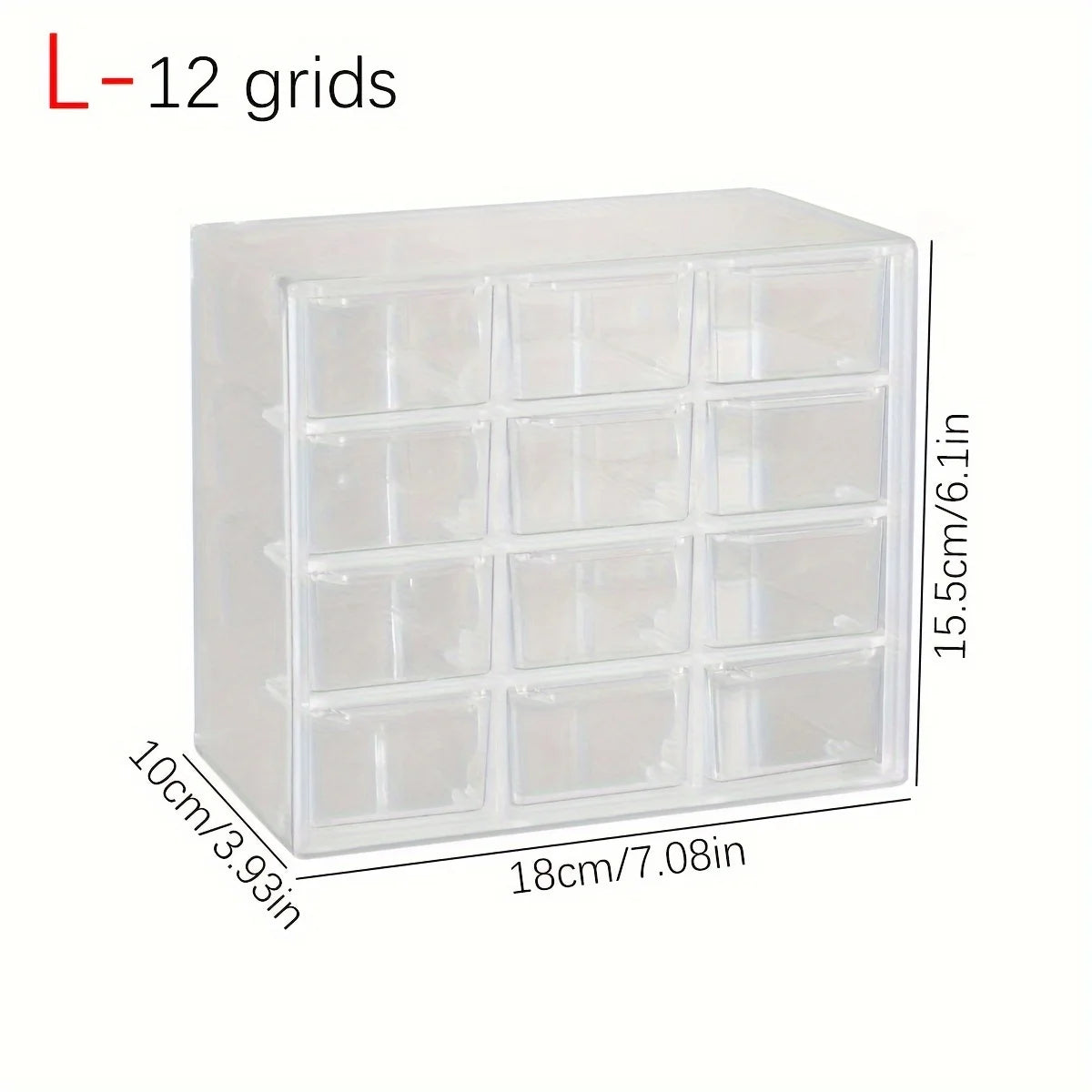 1pc Drawer Style Multifunctional 6/9/12 Grid Stackable Bead Storage Box Transparent Acrylic Desktop Jewelry Display Box Oasis Select 12gird-transparent