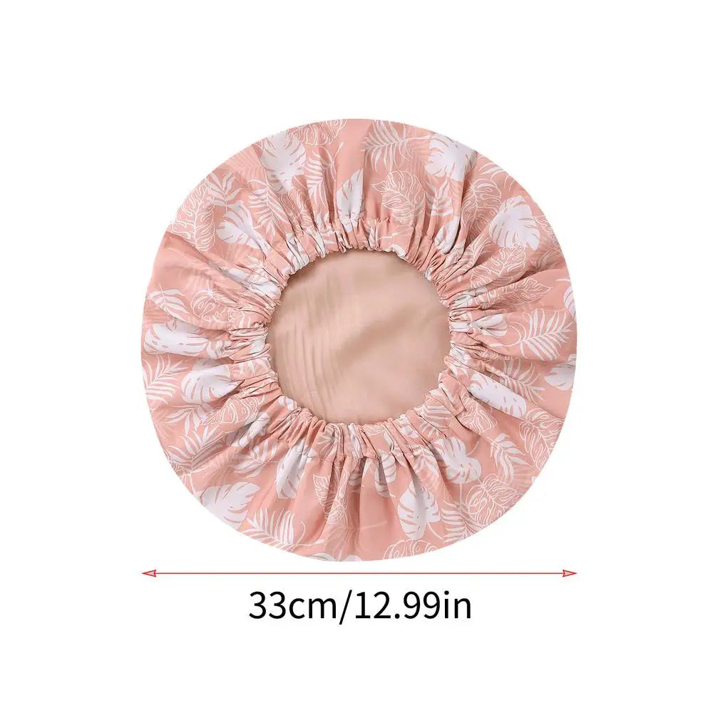 1PC Double Layer Shower Caps Printed Bonnet, Waterproof Bath Caps Reusable Shower Caps Hair Hat For Women Ladies Home Spa Salon Oasis Select Pinks