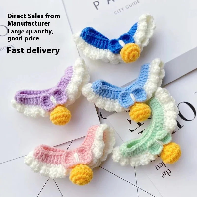 Cat Collar, Hand-crocheted Silent Bell, Pet Collar, Cute Accessories for Taking Photos with Cats and Dogs, Scarf Oasis Select black