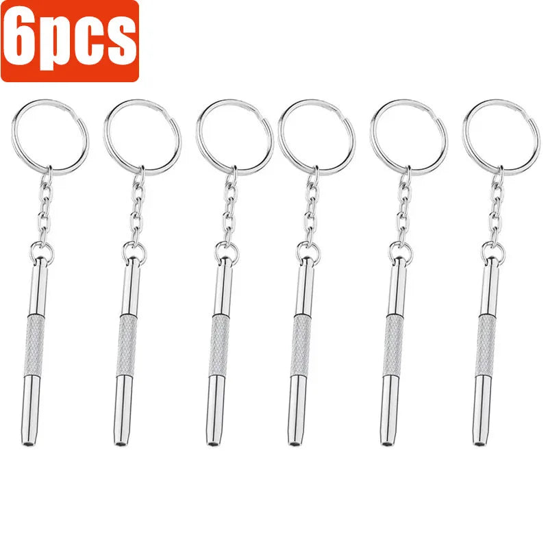 1-10Pcs Steel Glasses Screwdriver Eyeglass Screwdriver Watch Repair Kit with Keychain Hand Tools Precision Screwdriver Tools Oasis Select 6pcs